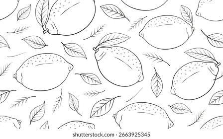 Padrão sem emenda com frutas de limão. Ilustração de vetor de design plano desenhado à mão.