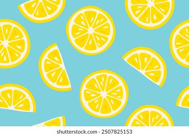 seamless pattern with lemon fruits slices - vector illustration