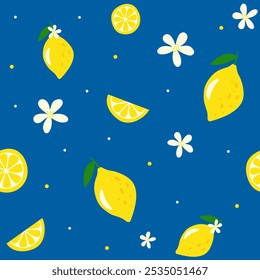 seamless pattern with lemon fruits slices - vector illustration