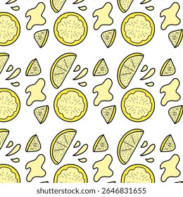 seamless pattern with lemon fruits slices - vector illustration. Citrus seamless Pattern
