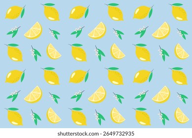 padrão sem costura com fatias de frutas de limão - ilustração vetorial