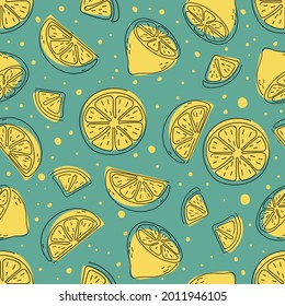 seamless pattern of lemon with hand draw style