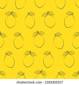 Seamless pattern lemon hand draw style vector illustration