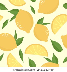 seamless pattern with lemon hand drawn summer fruit in modern vector illustration design for Textiles, printed materials, fabric, carpets, book covers, backgrounds, wallpaper