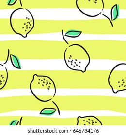 seamless pattern with lemon, hand drawn style