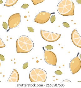 Seamless pattern with lemon. Lemon illustration in flat style