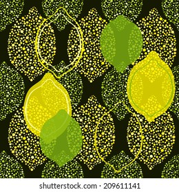Seamless pattern with lemon and lime .