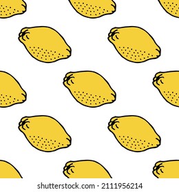 Patrón sin foco con limón sobre fondo blanco. Imagen vectorial.