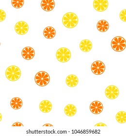 Seamless pattern with  lemon and orange slice