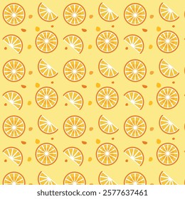 Seamless pattern with lemon and orange slices. Vector illustration.