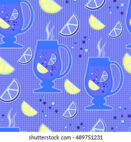 Seamless pattern with lemon and orange tea.