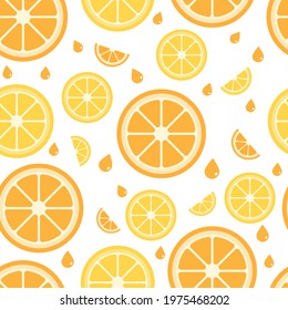 Seamless pattern with lemon and oranges