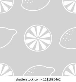 Seamless pattern with lemon and slice