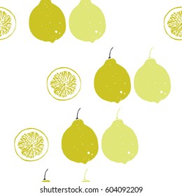 Seamless pattern with lemon and slice.