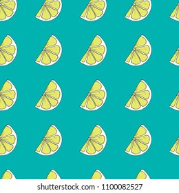 Seamless pattern with lemon slices. Hand drawn elements