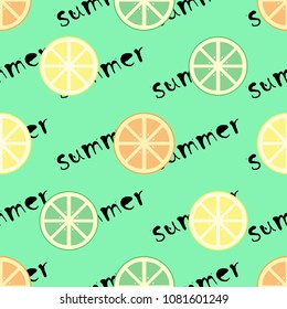 seamless pattern with lemon slices. Summer fresh fruit background.