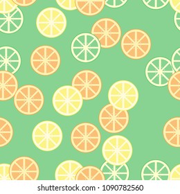 seamless pattern with lemon slices. Summer fresh fruit background.