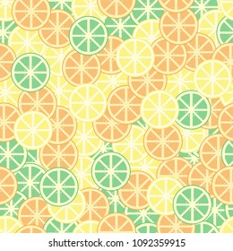 seamless pattern with lemon slices. Summer fresh fruit background.