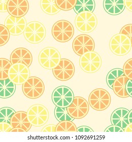 seamless pattern with lemon slices. Summer fresh fruit background.