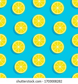 Seamless pattern with lemon slices. Summer fruit background. Vector illustration.