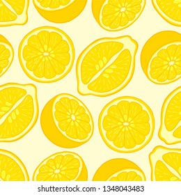 Seamless pattern of lemon slices. Vector illustration.