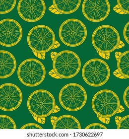 Seamless pattern with lemon slices. Vector illustration 