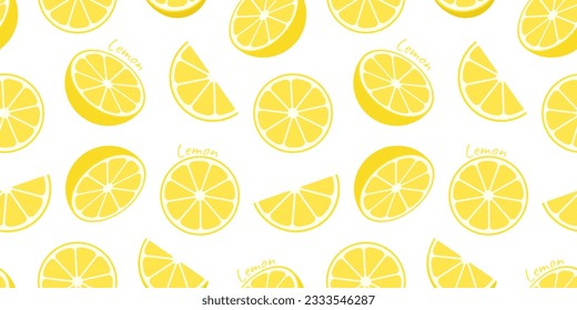 Seamless pattern with lemon slices. Vector illustration. Food background.