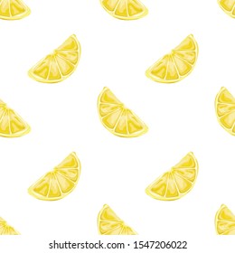Seamless pattern with lemon slices. Yellow citrus. Wallpaper, print, packaging, paper, textile design. Vector illustration.