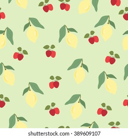 seamless pattern of lemon and strawberry