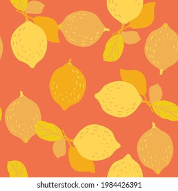 seamless pattern with lemon, vector design for paper, fabric and other surface