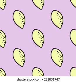 Seamless pattern with lemon. Vector illustration. Hand-drawn background. 