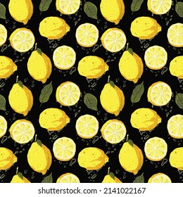 seamless pattern lemonade and sparkling water on a black background. vector illustration isolated on black background
