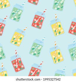 Seamless pattern with lemonades. Cartoon style. Vector illustration.
