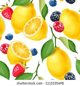 Seamless pattern with lemons