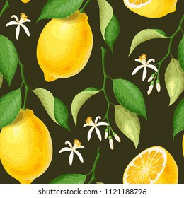 Seamless pattern with lemons