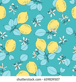 Seamless pattern with lemons.