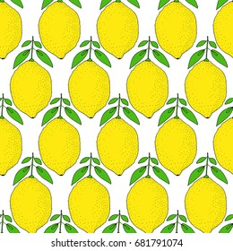 Seamless pattern with lemons