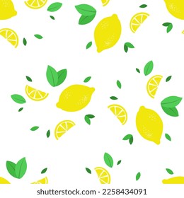 Seamless pattern with lemons. Bright summer design for textile, wrapping paper and other. Vector illustration