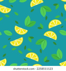 Seamless pattern with lemons. Bright summer design for textile, wrapping paper and other. Vector illustration