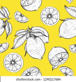 Seamless pattern from lemons. Can be used for background sites, fabrics, bymagi, etc. Vector illustration