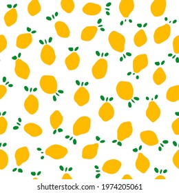 Seamless pattern with lemons. Flat minimalist cut out paper style. Bright summer background. contemporary fabric, wallpaper, cover, interior art print.
