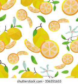 Seamless pattern lemons and flowers