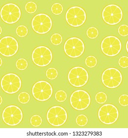 Seamless pattern lemons with half. Vector illustration fof decoration.