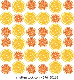 Seamless pattern with lemons. Hand drawn vector illustration.