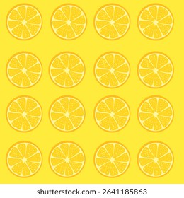 seamless pattern with lemons, illustration of Orange fruit, half and slices orange fruit for clipping path.