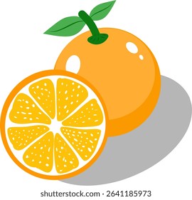 seamless pattern with lemons, illustration of Orange fruit, half and slices orange fruit for clipping path.