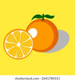 seamless pattern with lemons, illustration of Orange fruit, half and slices orange fruit for clipping path.