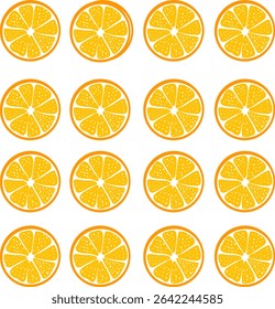seamless pattern with lemons, illustration of Orange fruit, half and slices orange fruit for clipping path.