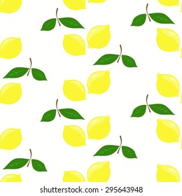 Seamless pattern with lemons and leaves.