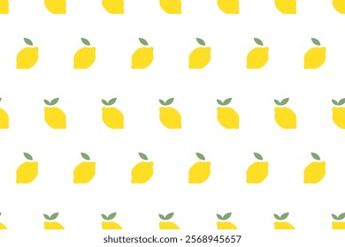 Seamless pattern of lemons and leaves. Cute citrus fruit design for fabric prints. Flat summer illustration of lemon. Template wallpaper, textile, wrapping, print, phone cases, covers, web design